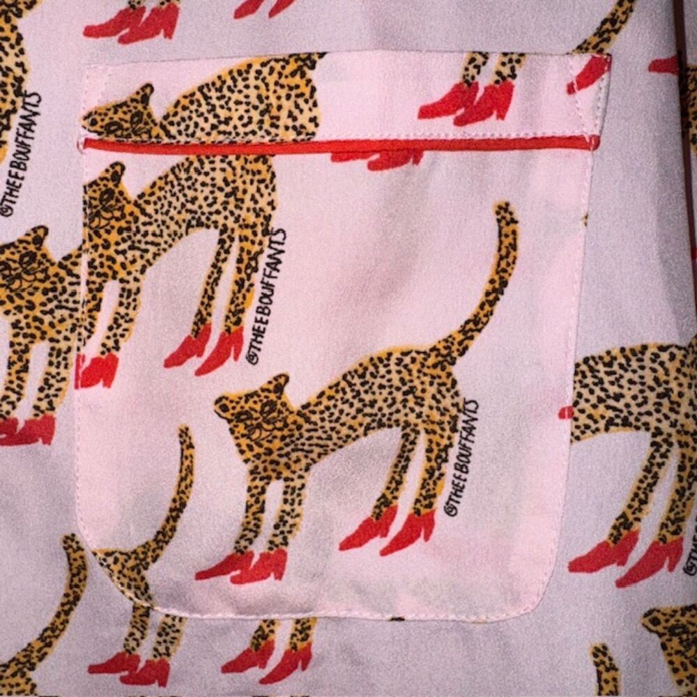 BOUFFANTS & BROKEN HEARTS Pink Cheetah In Heels PJ Shorts Set - Picture 3 of 8